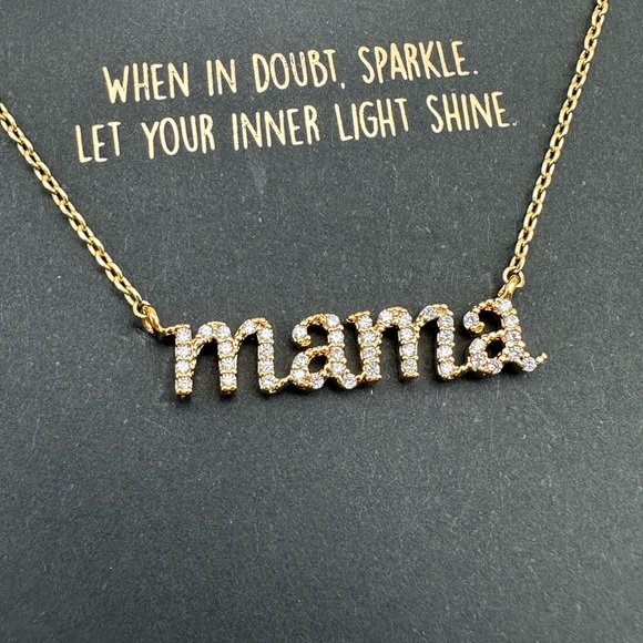 Mama 18k gold dipped Rhinestone Necklace Minimalist Jewelry Mothers Day Gift - Picture 2 of 3
